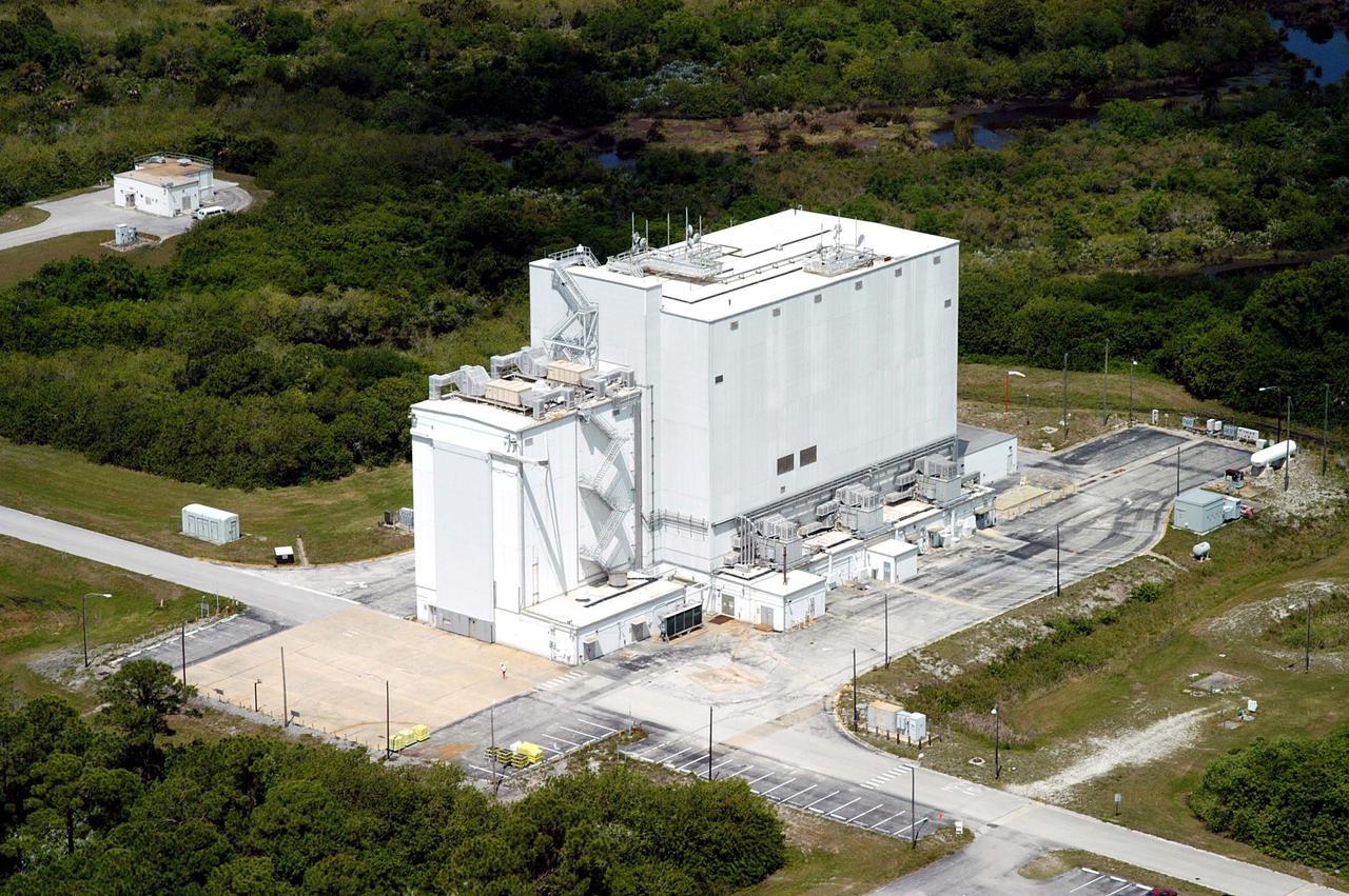 CAPE CANAVERAL, Fla. -- An aerial photo of the Vertical Processing Facility, which processes and integrates vertical payloads and upper stages before launch. It is located in the NASA Kennedy Space Center Industrial Area.