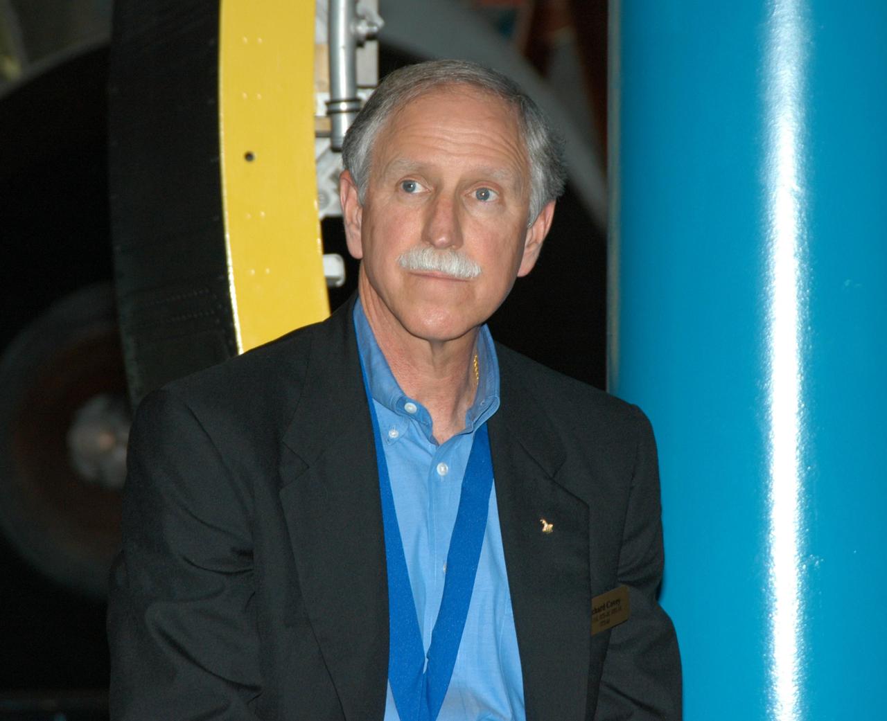 KENNEDY SPACE CENTER, FLA. -- At the Kennedy Space Center Visitor Complex, Richard O. Covey, commander of the Hubble Space Telescope repair mission, is one of five space program heroes inducted into the U.S. Astronaut Hall of Fame. Other inductees were Norman E. Thagard, the first American to occupy Russia’s Mir space station; the late Francis R. "Dick" Scobee, commander of the ill-fated 1986 Challenger mission; Kathryn D. Sullivan, the first American woman to walk in space; and Frederick D. Gregory, the first African-American to command a space mission and the current NASA deputy administrator. The U.S. Astronaut Hall of Fame opened in 1990 to provide a place where space travelers could be remembered for their participation and accomplishments in the U.S. space program. To be eligible for induction, an individual must have been a U.S. citizen, a NASA astronaut, and out of the active astronaut corps at least five years. The five inductees join 52 previously honored astronauts from the ranks of the Gemini, Apollo, Skylab, Apollo-Soyuz, and Space Shuttle programs.