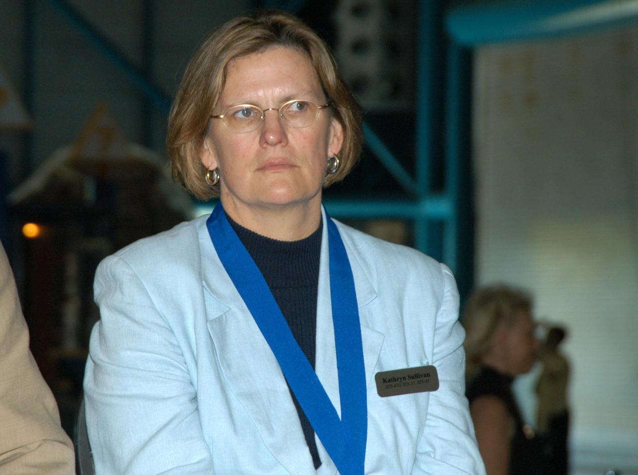 KENNEDY SPACE CENTER, FLA. -- At the Kennedy Space Center Visitor Complex, Kathryn D. Sullivan, the first American woman to walk in space, is one of five space program heroes inducted into the U.S. Astronaut Hall of Fame. Other inductees were Norman E. Thagard, the first American to occupy Russia’s Mir space station; the late Francis R. "Dick" Scobee, commander of the ill-fated 1986 Challenger mission; Richard O. Covey, commander of the Hubble Space Telescope repair mission; and Frederick D. Gregory, the first African-American to command a space mission and the current NASA deputy administrator. The U.S. Astronaut Hall of Fame opened in 1990 to provide a place where space travelers could be remembered for their participation and accomplishments in the U.S. space program. To be eligible for induction, an individual must have been a U.S. citizen, a NASA astronaut, and out of the active astronaut corps at least five years. The five inductees join 52 previously honored astronauts from the ranks of the Gemini, Apollo, Skylab, Apollo-Soyuz, and Space Shuttle programs.