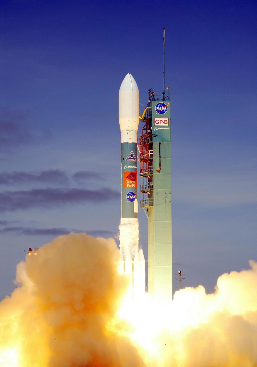 KENNEDY SPACE CENTER, FLA. -- A remote camera captures liftoff of the Delta II rocket carrying the Gravity Probe B spacecraft from Space Launch Complex 2 on Vandenberg AFB, Calif., at 9:57:24 a.m. PDT.