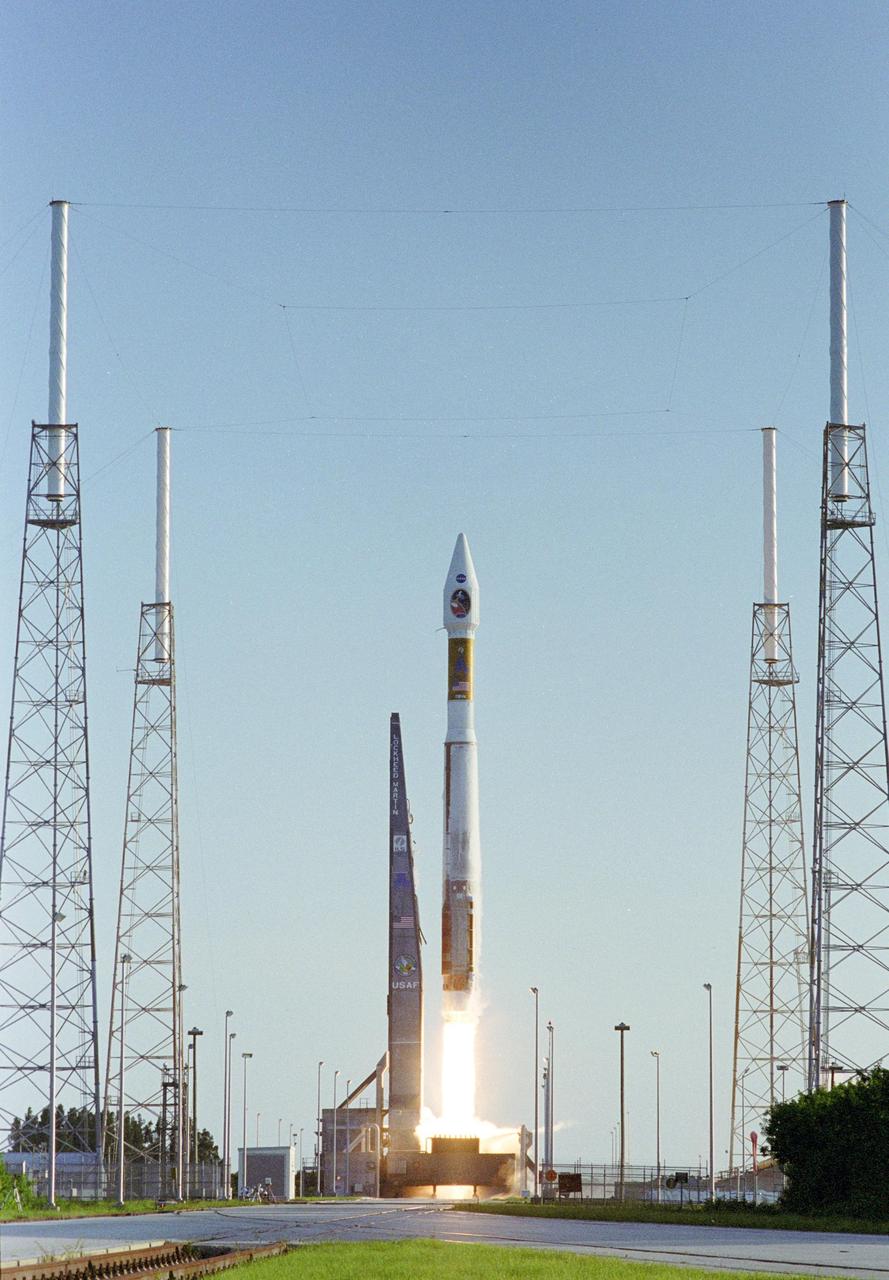 KENNEDY SPACE CENTER, FLA. -    The 19-stories-tall Atlas V launch vehicle, with a two-ton Mars Reconnaissance Orbiter (MRO) on top, leaps away from Launch Complex 41 at Cape Canaveral Air Force Station at 7:43 a.m. EDT. All systems performed nominally for NASA's first launch of an Atlas V on an interplanetary mission. MRO established radio contact with controllers 61 minutes after launch and within four minutes of separation from the upper stage. Initial contact came through an antenna at the Japan Aerospace Exploration Agency's Uchinoura Space Center in southern Japan. Mars is 72 million miles from Earth today, but the spacecraft will travel more than four times that distance on its outbound-arc trajectory to intercept the red planet on March 10, 2006. The orbiter carries six scientific instruments for examining the surface, atmosphere and subsurface of Mars in unprecedented detail from low orbit. NASA expects to get several times more data about Mars from MRO than from all previous Martian missions combined. Researchers will use the instruments to learn more about the history and distribution of Mars' water. That information will improve understanding of planetary climate change and will help guide the quest to answer whether Mars ever supported life. The orbiter will also evaluate potential landing sites for future missions.
