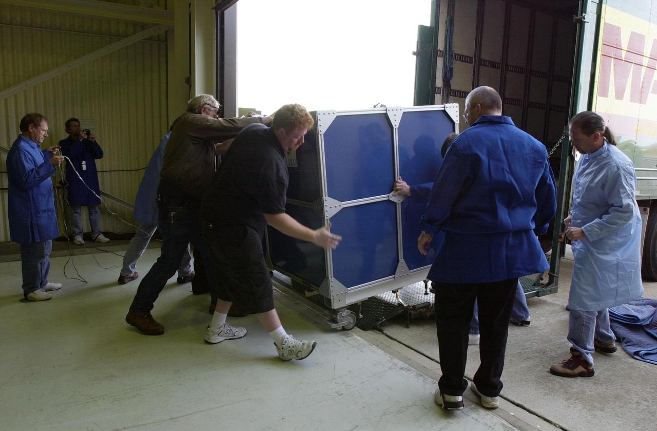 VANDENBERG AIR FORCE BASE, Calif.  —  At Vandenberg Air Force Base in California, workers are moving the Space Technology 5 (ST5) spacecraft into Orbital Sciences’ Building 1555.  There it will be mated with the Pegasus XL launch vehicle.  ST5 will be launched by a Pegasus XL rocket. The satellites contain miniaturized redundant components and technologies.  Each will validate New Millennium Program selected technologies, such as the Cold Gas Micro-Thruster and X-Band Transponder Communication System.  After deployment from the Pegasus, the micro-satellites will be positioned in a “string of pearls” constellation that demonstrates the ability to position them to perform simultaneous multi-point measurements of the magnetic field using highly sensitive magnetometers.  The data will help scientists understand and map the intensity and direction of the Earth’s magnetic field, its relation to space weather events, and affects on our planet.  With such missions, NASA hopes to improve scientists’ ability to accurately forecast space weather and minimize its harmful effects on space- and ground-based systems.  Launch of ST5 is scheduled for Feb. 28 from Vandenberg Air Force Base.