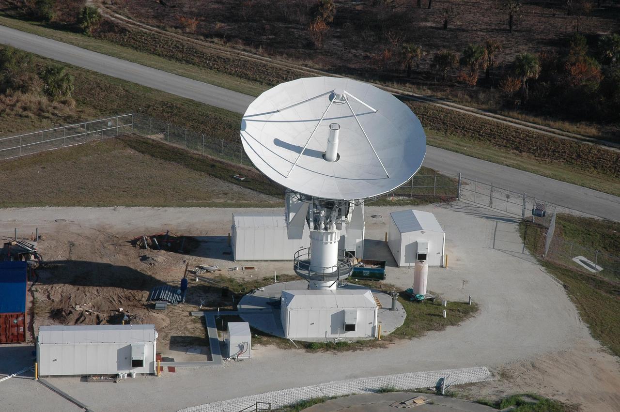 KENNEDY SPACE CENTER, FLA. - This view shows the new C-band, 3 megawatt radar with a 50-foot dish antenna recently installed on north Kennedy Space Center. It is one of the largest of its kind in the world, providing higher definition imagery than has ever been available before. Photo credit: Cory Huston