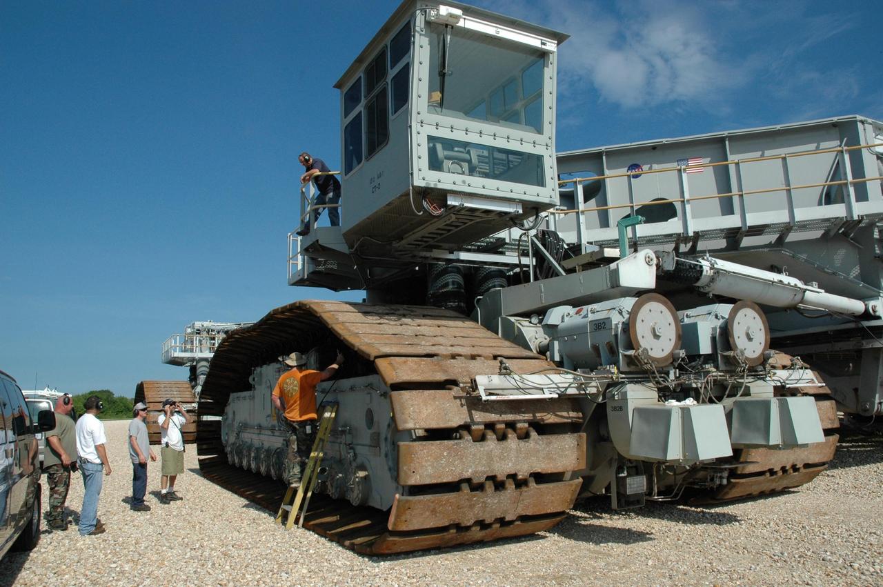KENNEDY SPACE CENTER, FLA. -   Crawler-transporter No. 2 is being checked before it is needed to move the STS-116 stack from VAB high bay 3 to high bay 2 and allow the rollback of Space Shuttle Atlantis into high bay 3.  Crawler No. 1 will transport the shuttle from the pad. The rollback will be determined by the mission management team based on information about Hurricane Ernesto and its path through Florida. Atlantis has been poised on Launch Pad 39B for liftoff on mission STS-115 to the International Space Station to deliver the P3/P4 truss segment.  Photo credit: NASA/Jack Pfaller