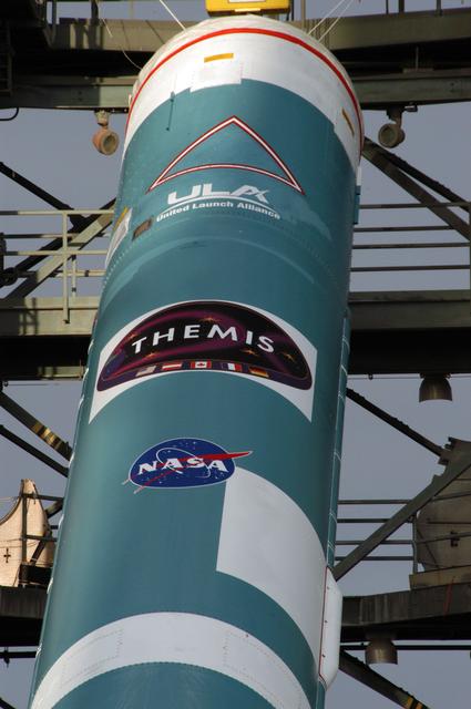 NASA image: Delta II First stage lift for THEMIS payload at complex 17B