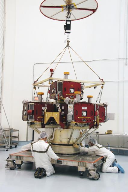 Moving THEMIS to a spin table for testing at Astrotech