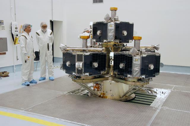 NASA image: Moving THEMIS to a spin table for testing at Astrotech