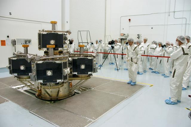 NASA image: Moving THEMIS to a spin table for testing at Astrotech