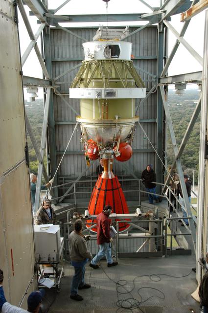 NASA image: Delta II Second stage lift and mate