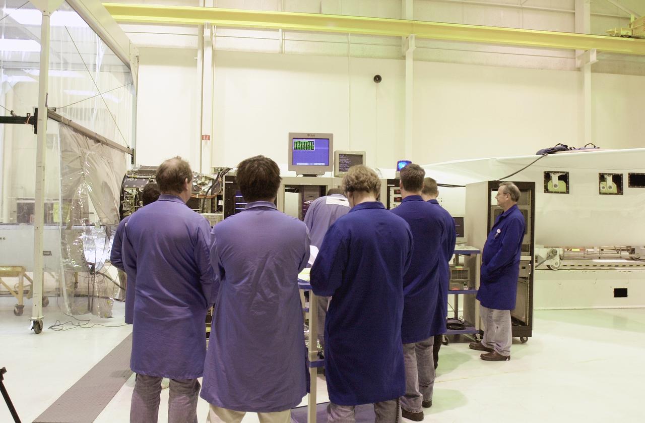 At Vandenberg Air Force Base in California, workers monitor the data produced by the second flight simulation of the Orbital Sciences Pegasus XL rocket. The rocket is the launch vehicle for NASA's Aeronomy of Ice in the Mesosphere, or AIM, spacecraft. AIM is the seventh Small Explorers mission under NASA's Explorer Program. The program provides frequent flight opportunities for world-class scientific investigations from space within heliophysics and astrophysics. The AIM spacecraft will fly three instruments designed to study polar mesospheric clouds located at the edge of space, 50 miles above the Earth's surface in the coldest part of the planet's atmosphere. The mission's primary goal is to explain why these clouds form and what has caused them to become brighter and more numerous and appear at lower latitudes in recent years. AIM's results will provide the basis for the study of long-term variability in the mesospheric climate and its relationship to global climate change. AIM is scheduled to be mated to the Pegasus XL during the second week of April, after which final inspections will be conducted. Launch is scheduled for April 25.