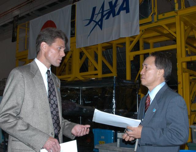 NASA image: Officials welcome the arrival of the Japanese Experiment Module