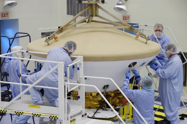 NASA image: Phoenix Mars Lander Spacecraft Heat Shield Installation