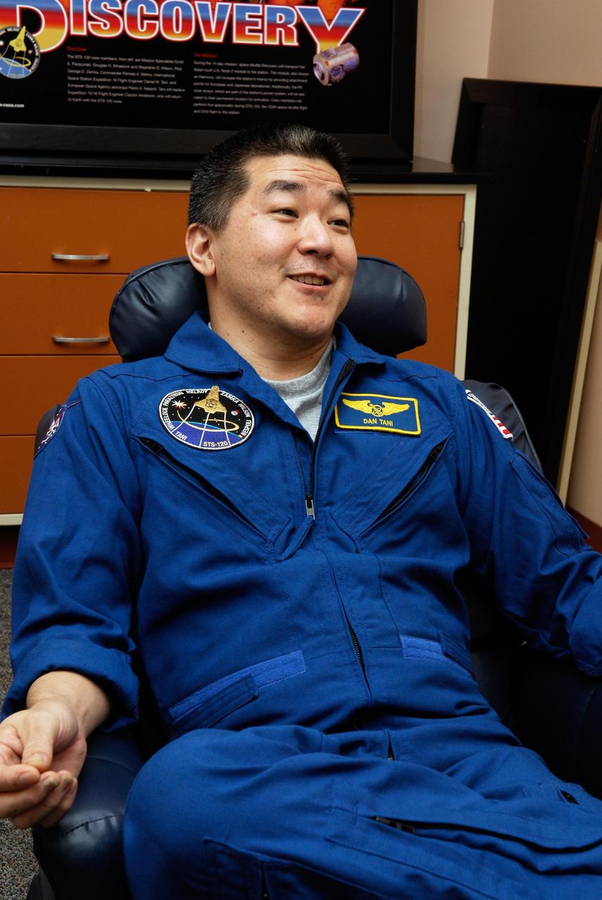 KENNEDY SPACE CENTER, FLA. -- After returning from a nearly four-month stay on the International Space Station, astronaut Dan Tani rests in the crew quarters at the Operations and Checkout Building. Tani returned with the STS-122 crew on space shuttle Atlantis with a landing at 9:07 a.m. EST on Runway 15 at NASA's Kennedy Space Center after a round trip of nearly 5.3 million miles. Photo credit: NASA/Kim Shiflett