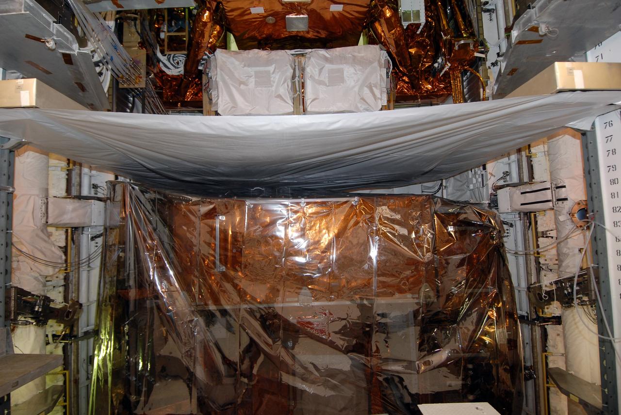 CAPE CANAVERAL, Fla. -   In the Payload Changeout Room on Launch Pad 39A at NASA's Kennedy Space Center in Florida, the payload for the STS-125 mission is ready to be moved into space shuttle Atlantis’ payload bay. STS-125 is the fifth and final shuttle servicing mission for NASA’s Hubble Space Telescope.  The payload comprises four carriers holding various equipment for the mission. Atlantis is targeted to launch Oct. 14 on the 11-day mission.  Photo credit: NASA/Jack Pfaller