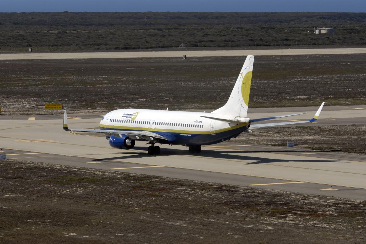 VANDENBERG AIR FORCE BASE, Calif. –  On the runway of Vandenberg Air Force Base in California, a Pathfinder aircraft taxis down the runway for takeoff.  The Pathfinder will accompany Orbital Sciences’ L-1011 aircraft carrying NASA’s Interstellar Boundary Explorer, or IBEX, spacecraft and Pegasus XL rocket on its flight to the Kwajalein Atoll, a part of the Marshall Islands in the Pacific Ocean.  The Pathfinder will carry the contingency crew and launch team members.  Departing from Kwajalein, the Pegasus rocket will be dropped from under the wing of the L-1011 over the Pacific Ocean to carry the spacecraft approximately 130 miles above Earth and place it in orbit.  Then, the spacecraft’s own engine will boost it to its final high-altitude orbit (about 200,000 miles high) — most of the way to the Moon. The IBEX satellite will make the first map of the boundary between the Solar System and interstellar space.  IBEX science will be led by the Southwest Research Institute of San Antonio, Texas.  IBEX is targeted for launch over the Pacific Oct. 19.   Photo credit: NASA/CIV USAF/Daniel Liberotti