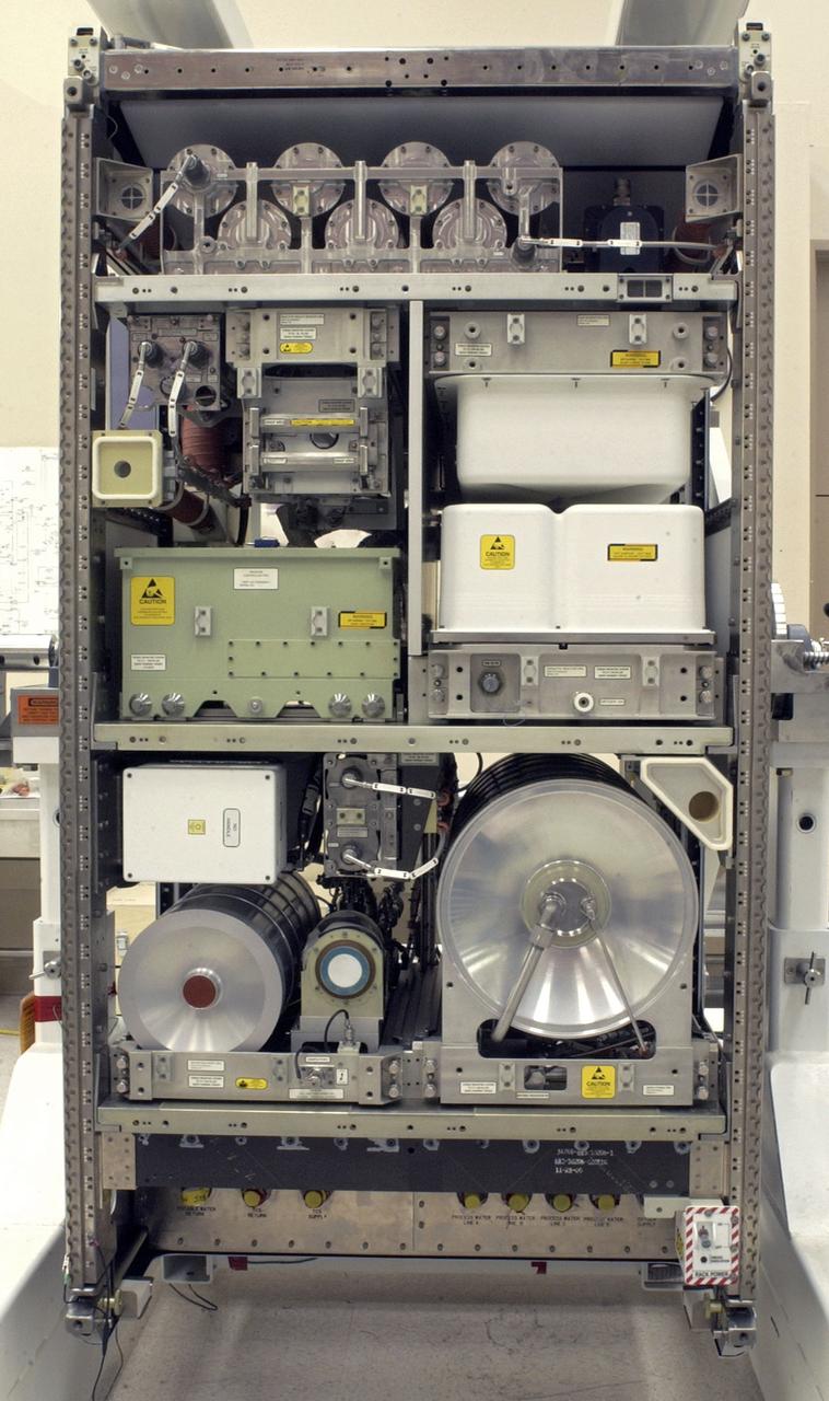 CAPE CANAVERAL, Fla. – This photo shows the Water Recovery System's rack 1 that will be delivered to the International Space Station aboard space shuttle Endeavour on the STS-126 mission. The two units of the Water Recovery System are designed to provide drinking-quality water through the reclamation of wastewater, including urine and hygiene wastes. The water that’s produced will be used to support the crew and work aboard the station. Endeavour and its crew of seven are scheduled to lift off at 7:55 p.m. Nov. 14 for the 15-day STS-126 mission. Photo credit: NASA