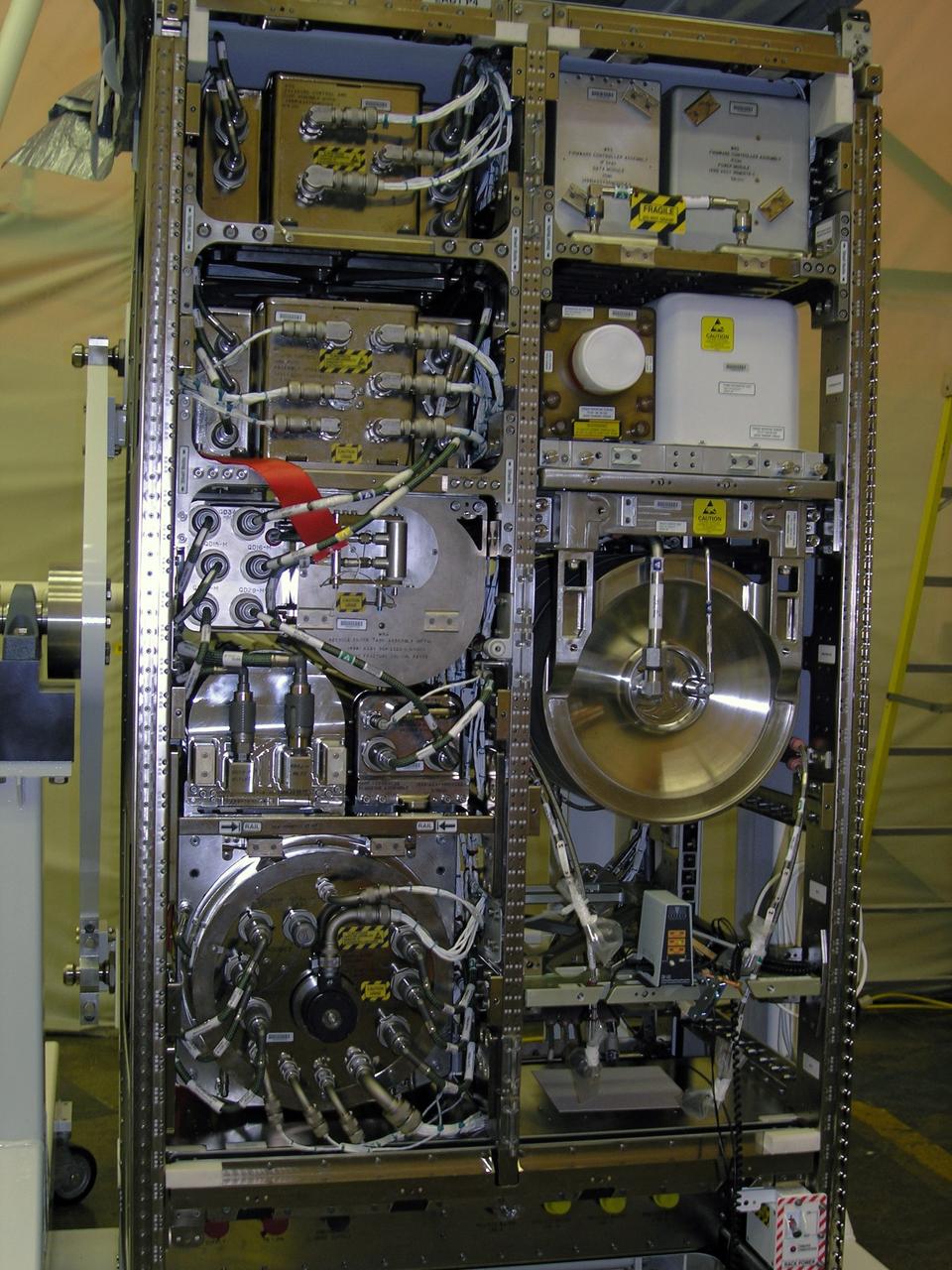 CAPE CANAVERAL, Fla. – This photo shows the Water Recovery System's rack 2, that will be delivered to the International Space Station aboard space shuttle Endeavour on the STS-126 mission. Its primary purpose is to process urine and waster water so that Waste Recovery System's rack 1 can perform the final cleanup. The two units of the Water Recovery System are designed to provide drinking-quality water through the reclamation of wastewater, including urine and hygiene wastes. The water that’s produced will be used to support the crew and work aboard the station. Endeavour and its crew of seven are scheduled to lift off at 7:55 p.m. Nov. 14 for the 15-day STS-126 mission. Photo credit: NASA