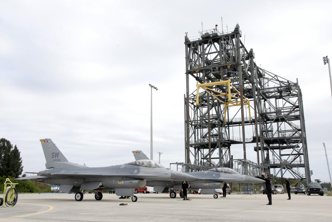 CAPE CANAVERAL, Fla. –  Aircraft of the 920th Rescue Wing are lined up at the Shuttle landing Facility at NASA's Kennedy Space Center in Florida to take part in the Kennedy Space Center Visitor Complex Space and Air Show Nov. 8-9.  They will join the U.S. Navy's Blue Angels for the show.  The Navy's elite flight demonstration squadron will take to the skies in military aircraft demonstrations by the F-16 Fighting Falcon and F/A-18 Super Hornet jets for the second annual Space & Air Show at Kennedy. This year’s show brings together the best in military aircraft, coupled with precision pilots and veteran astronauts to celebrate spaceflight and aviation. The event includes military aircraft demonstrations by the F-16 Fighting Falcon and a water rescue demonstration by the 920th Rescue Wing. Photo credit: NASA/Kim Shiflett