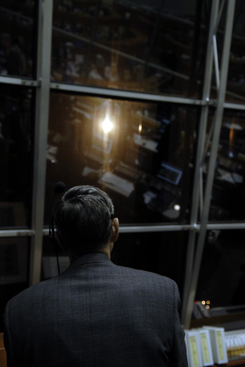CAPE CANAVERAL, Fla. – Center Director Bob Cabana watches the successful launch of space shuttle Endeavour on the STS-126 mission in the Firing Room of the Launch Control Center at NASA's Kennedy Space Center in Florida. Liftoff was on time at 7:55 p.m. EST. STS-126 is the 124th space shuttle flight and the 27th flight to the International Space Station. The mission will feature four spacewalks and work that will prepare the space station to house six crew members for long-duration missions. Photo credit: NASA/Kim Shiflett