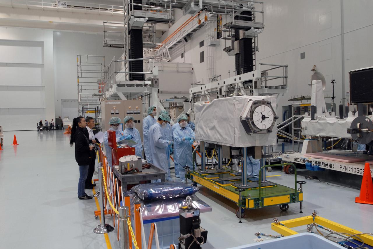 CAPE CANAVERAL, Fla. -- In the Space Station Processing Facility at NASA's Kennedy Space Center in Florida, the MAXI (Monitor of All-sky X-ray Image) is waiting to be installed on the Japanese Experiment Module's Experiment Logistics Module-Exposed Section, or ELM-ES. The MAXI is part of space shuttle Endeavour's payload on the STS-127 mission. Using X-ray slit cameras with high sensitivity, the MAXI will continuously monitor astronomical X-ray objects over a broad energy band (0.5 to 30 keV). Endeavour is targeted to launch May 15. Photo credit: NASA/Jim Grossmann