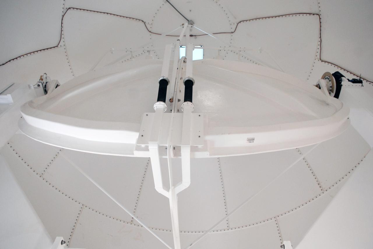 CAPE CANAVERAL, Fla. -- A closeup of the replacement weather Doppler radar being installed in a remote field located west of NASA's Kennedy Space Center in Florida. The tower is 100 feet high; the radome is 22 feet in diameter, the antenna 14 feet in diameter. It rotates at 6 rpm. The structure can withstand 130 mph winds. It is undergoing initial testing and expected to become operational in the summer. The weather radar is essential in issuing lightning and other severe weather warnings and vital in evaluating lightning launch commit criteria for space shuttle and rocket launches. Photo credit: NASA/Troy Cryder