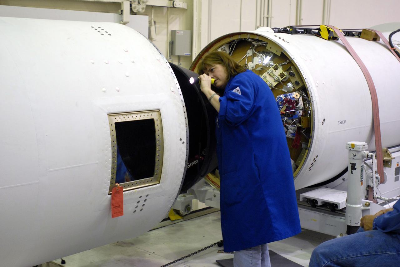 VANDENBERG AIR FORCE BASE, Calif. --In Space Launch Complex 576-E, Vandenberg Air Force Base in California, Stages 1 and 2 of the Taurus XL launch vehicle are being integrated for NASA's Orbiting Carbon Observatory, called OCO. OCO is a new Earth-orbiting mission sponsored by NASA's Earth System Science Pathfinder Program. The observatory is targeted to launch Feb. 23 from Space Launch Complex 576-E at Vandenberg. Photo credit: NASA/VAFB