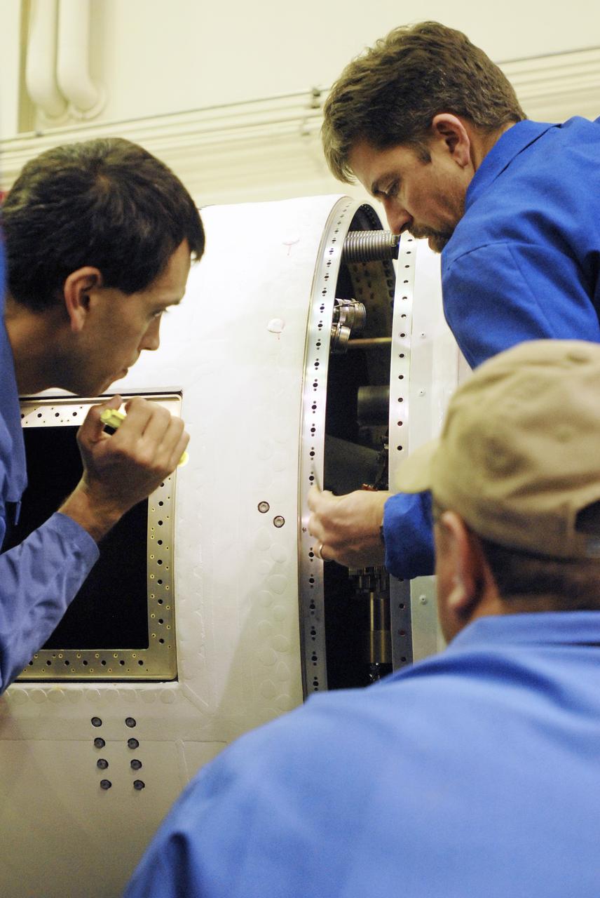 VANDENBERG AIR FORCE BASE, Calif. --In Space Launch Complex 576-E, Vandenberg Air Force Base in California, Stages 1 and 2 of the Taurus XL launch vehicle are being integrated for NASA's Orbiting Carbon Observatory, called OCO. OCO is a new Earth-orbiting mission sponsored by NASA's Earth System Science Pathfinder Program. The observatory is targeted to launch Feb. 23 from Space Launch Complex 576-E at Vandenberg. Photo credit: NASA/VAFB