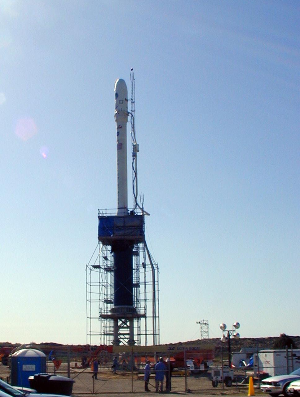 VANDENBERG AIR FORCE BASE, Calif. --  On Launch Complex 576-E at Vandenberg Air Force Base in California, NASA's Orbiting Carbon Observatory, or OCO, spacecraft waits atop Orbital Sciences' Taurus XL rocket to launch Feb. 24. The spacecraft will collect precise global measurements of carbon dioxide (CO2) in the Earth's atmosphere. Scientists will analyze OCO data to improve our understanding of the natural processes and human activities that regulate the abundance and distribution of this important greenhouse gas.  Photo courtesy of Glenn Weigle, Orbital Sciences