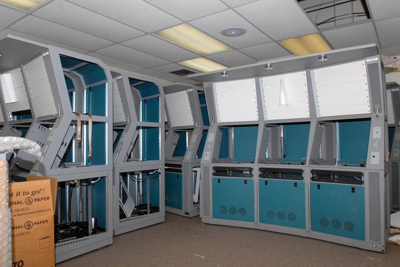 CAPE CANAVERAL, Fla. – Equipment is staged for removal from the 50-year-old Mission Control Center on the Cape Canaveral Air Force Station in Florida. Out of use for many years, and with no valid operational or other use for the facility, NASA plans to demolish the site. The facility once controlled all manned Mercury space flights and the first two unmanned Gemini flights from May 1961-1963. It provided launch, orbital, re-entry and landing control for the flights. That function was later transferred to NASA's Johnson Space Center in Houston. Photo credit: NASA/Jack Pfaller