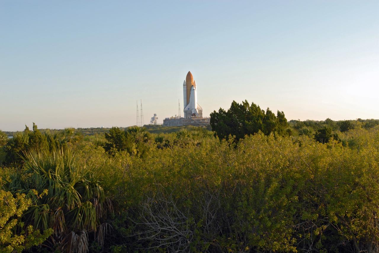 CAPE CANAVERAL, Fla. – At NASA's Kennedy Space Center in Florida, space shuttle Endeavour is well on its way from Launch Pad 39B on its 3.4-mile rollaround to Launch Pad 39A. First motion was at 3:16 a.m. EDT.  Endeavour was on standby on Pad 39B to be used in the unlikely event that a rescue mission was necessary during space shuttle Atlantis' STS-125 mission to NASA's Hubble Space Telescope. The payload on the STS-127 mission includes the Japan Aerospace Exploration Agency's Kibo Exposed Facility and the Experiment Logistics Module Exposed Section of the International Space Station. They will be installed on the Kibo laboratory already on the station. Launch of STS-127 is targeted for June 13. Photo credit: NASA/Jim Grossmann