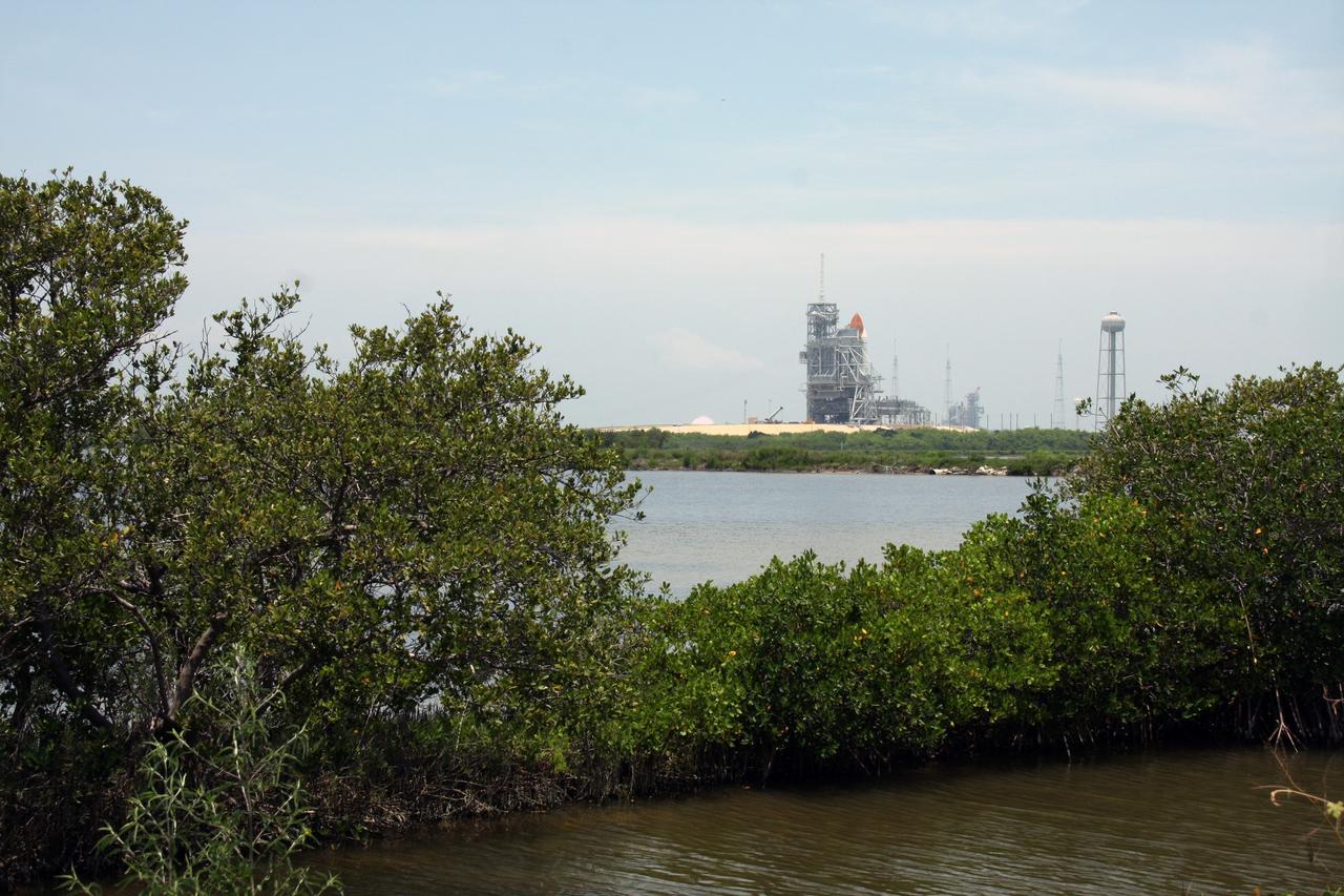 CAPE CANAVERAL, Fla. – Space Shuttle Endeavour is still on launch Pad 39A at NASA's Kennedy Space Center in Florida after the launch for the STS-127 mission was scrubbed at 1:55 a.m. EDT June 17 due to a gaseous hydrogen leak at the Ground Umbilical Carrier Plate. Endeavour’s next launch attempt for the mission is targeted for July 11 at 7:39 p.m. EDT. Photo credit: NASA/Ken Thornsley