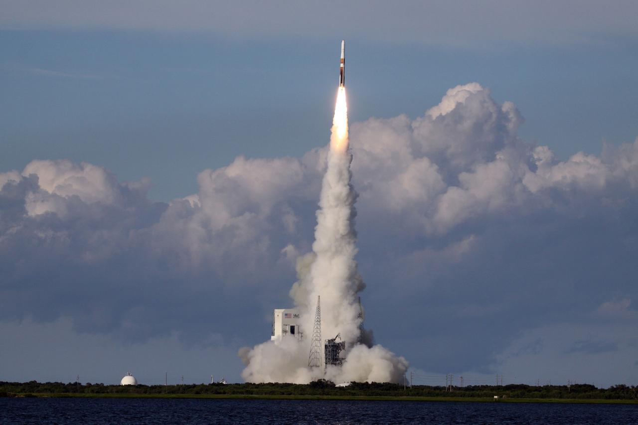 CAPE CANAVERAL, Fla. – A Delta IV rocket soars into the sky with the GOES-O satellite aboard despite the attempts of Florida's typical seasonal weather to thwart the launch.  Liftoff was at 6:51 p.m. EDT from Launch Complex 37 at Cape Canaveral Air Force Station in Florida. The first attempt to launch GOES-O, on June 26, was scrubbed due to thunderstorms in the vicinity of Cape Canaveral. The latest Geostationary Operational Environmental Satellite, GOES-O was developed by NASA for the National Oceanic and Atmospheric Administration, or NOAA. Each of the GOES satellites continuously provides observations of 60 percent of the Earth including the continental United States, providing weather monitoring and forecast operations as well as a continuous and reliable stream of environmental information and severe weather warnings. Once in orbit, GOES-O will be designated GOES-14, and NASA will provide on-orbit checkout and then transfer operational responsibility to NOAA.    Photo credit: NASA/Jack Pfaller