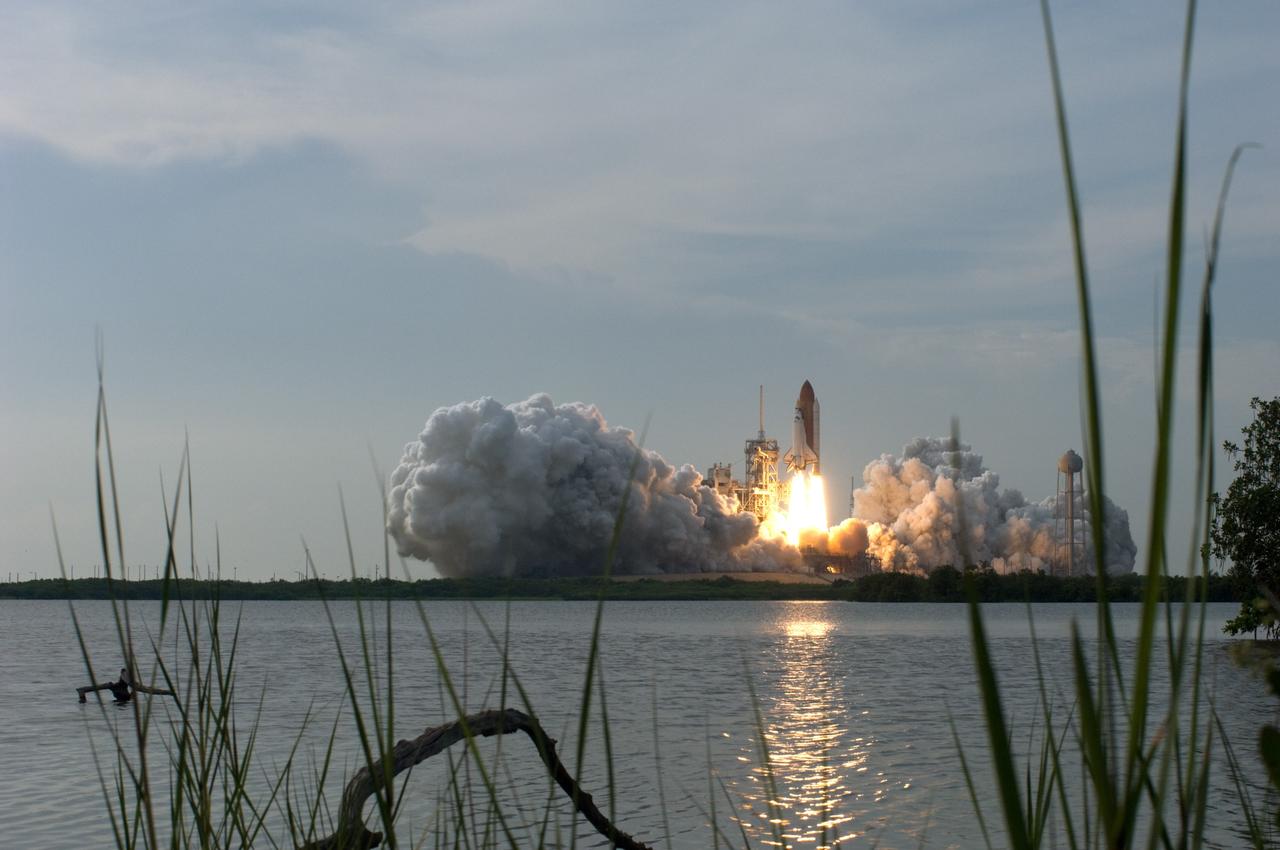 CAPE CANAVERAL, Fla. – Fired by the solid rocket boosters, c leaps off NASA Kennedy Space Center's  Launch Pad 39A on the STS-127 mission. Liftoff was on-time at 6:03 p.m. EDT. Today was the sixth launch attempt for the STS-127 mission.  The launch was scrubbed on June 13 and June 17 when a hydrogen gas leak occurred during tanking due to a misaligned Ground Umbilical Carrier Plate.  The mission was postponed July 11, 12 and 13 due to weather conditions near the Shuttle Landing Facility at Kennedy that violated rules for launching, and lightning issues. Endeavour will deliver the Japanese Experiment Module's Exposed Facility and the Experiment Logistics Module-Exposed Section in the final of three flights dedicated to the assembly of the Japan Aerospace Exploration Agency's Kibo laboratory complex on the International Space Station.   Photo credit: NASA/Sandra Joseph, Kevin O'Connell