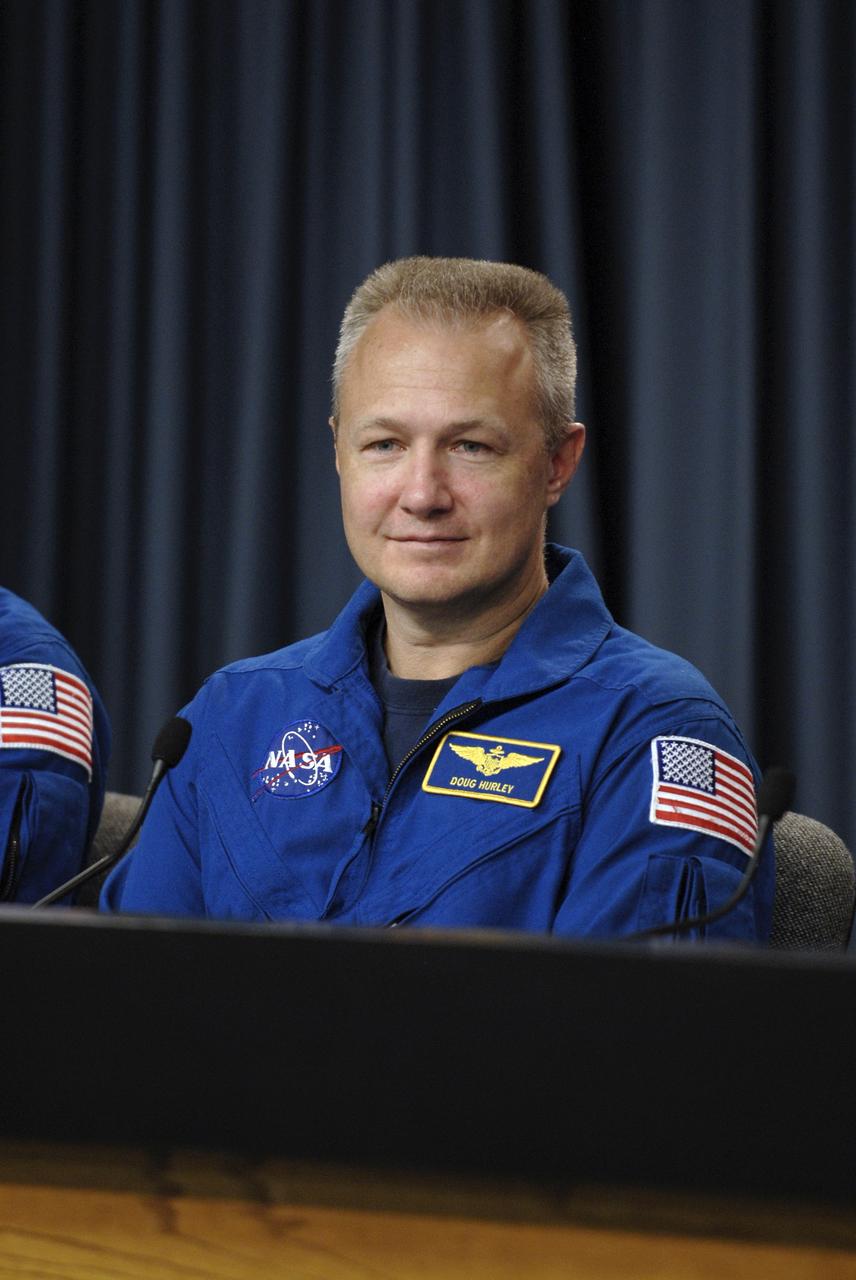 CAPE CANAVERAL, Fla. – At NASA's Kennedy Space Center in Florida, STS-127 Pilot Doug Hurley takes part in a news conference following the landing of space shuttle Endeavour.  The landing completed the 16-day, 6.5-million mile journey on the STS-127 mission.  Endeavour delivered the Japanese Experiment Module's Exposed Facility and the Experiment Logistics Module-Exposed Section to the International Space Station. The mission was the 29th flight to the station, the 23rd flight of Endeavour and the 127th in the Space Shuttle Program, as well as the 71st landing at Kennedy.  Photo credit: NASA/Kim Shiflett