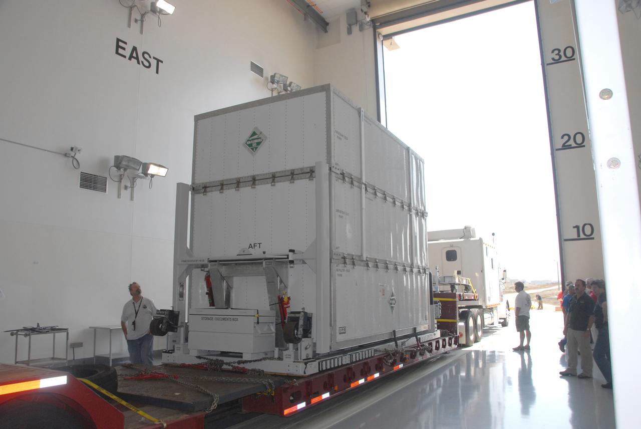VANDENBERG AIR FORCE BASE, Calif. -- NASA's Wide-field Infrared Survey Explorer, or WISE, spacecraft is moved inside the Astrotech payload processing facility on Vandenberg Air Force Base in California. The satellite will survey the entire sky at infrared wavelengths, creating a cosmic clearinghouse of hundreds of millions of objects,  which will be catalogued, providing a vast storehouse of knowledge about the solar system, the Milky Way, and the universe. Launch is scheduled no earlier than Dec. 10.  Photo credit: NASA/VAFB