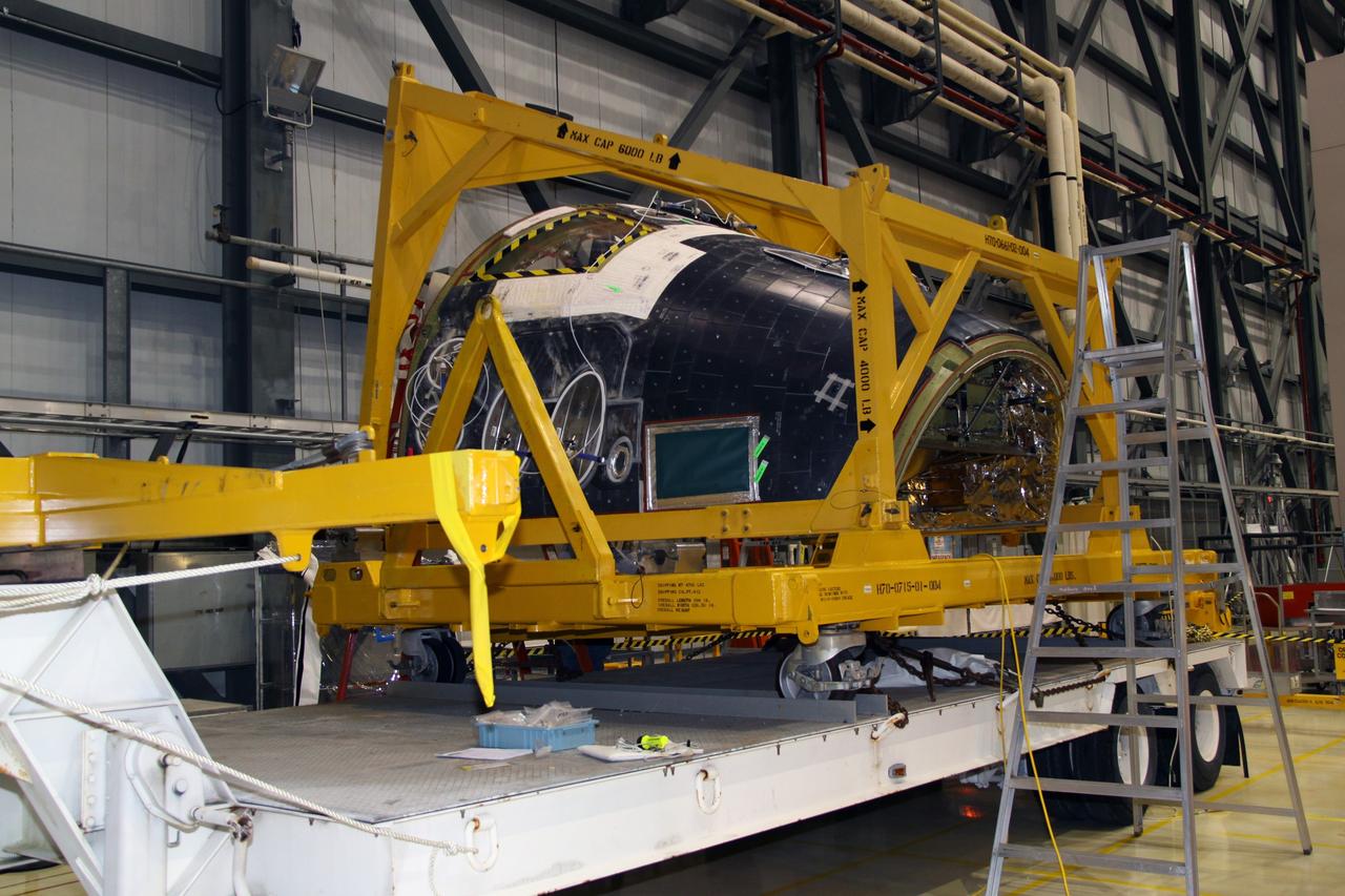 CAPE CANAVERAL, Fla. – The forward reaction control system, or FRCS, will be removed from space shuttle Endeavour's forward fuselage nose area in NASA Kennedy Space Center's Orbiter Processing Facility 2. The FRCS provides the thrust for attitude (rotational) maneuvers (pitch, yaw and roll) and for small velocity changes along the orbiter axis (translation maneuvers). Endeavour is designated as the shuttle for the STS-130 mission, targeted for launch in February 2010. Photo credit: NASA/Jack Pfaller