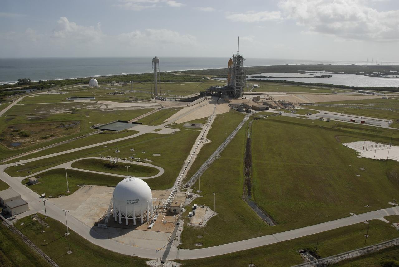 CAPE CANAVERAL, Fla. – At NASA's Kennedy Space Center in Florida, space shuttle Atlantis is poised for liftoff on Launch Pad 39A. The pad overlooks the Atlantic Ocean in the background.  Liftoff of Atlantis on its STS-129 mission to the International Space Station is targeted for Nov. 16. For information on the STS-129 mission and crew, visit http://www.nasa.gov/mission_pages/shuttle/shuttlemissions/sts129/index.html.      Photo credit: NASA/Kim Shiflett