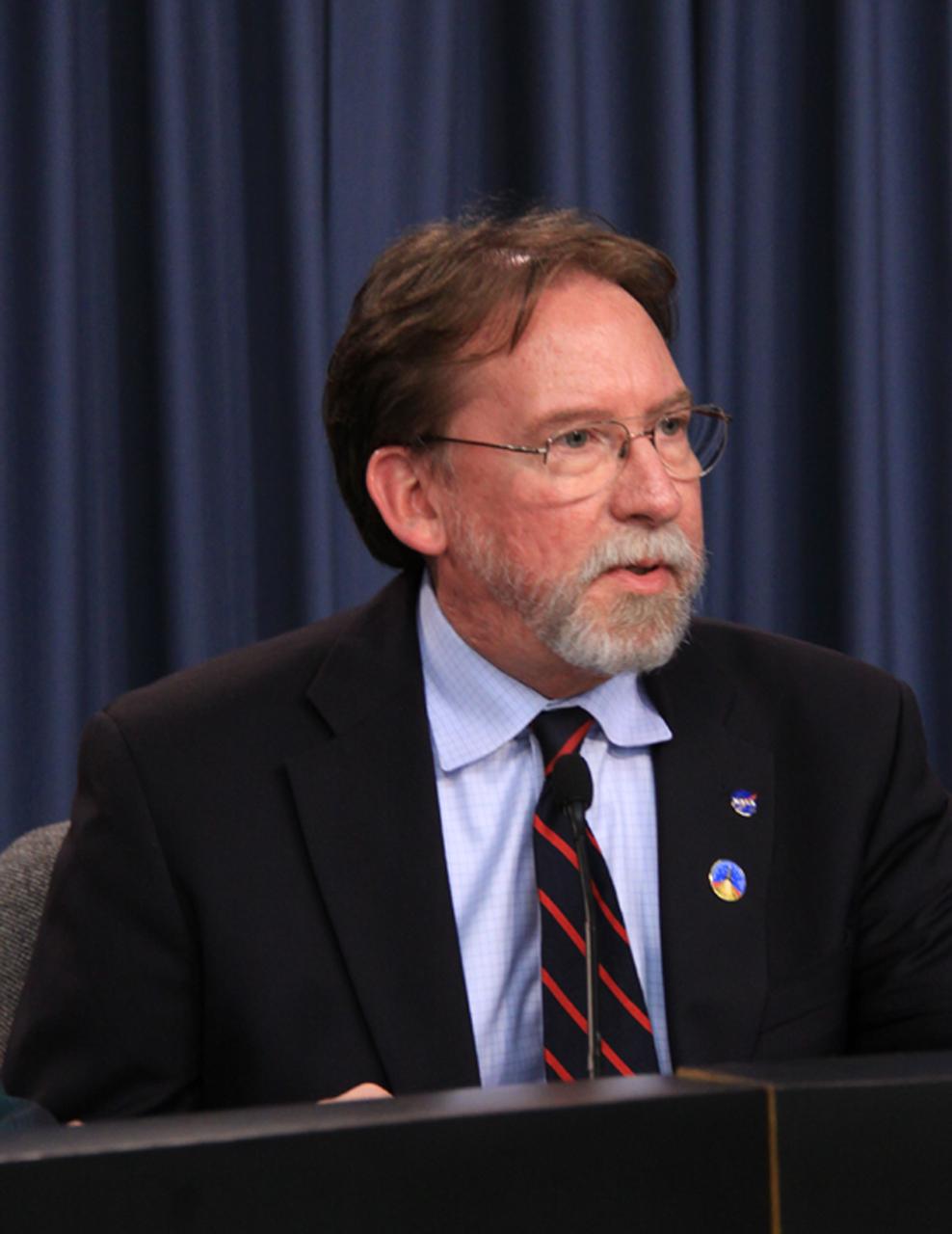 CAPE CANAVERAL, Fla. – In the Press Site auditorium at NASA's Kennedy Space Center in Florida, Doug Cooke, associate administrator for NASA's Exploration Systems Mission Directorate, participates in a news conference following the conclusion of the flight test readiness review, or FTRR, for the Ares I-X test rocket. During the meeting, senior NASA and contractor managers assessed the risks associated with the test and determined the rocket, support systems and procedures are ready for launch. The Ares I-X launch date was announced after the FTRR and is officially set for Oct. 27. For information on the Ares I-X vehicle and flight test, visit http://www.nasa.gov/aresIX. Photo credit: NASA/Jack Pfaller