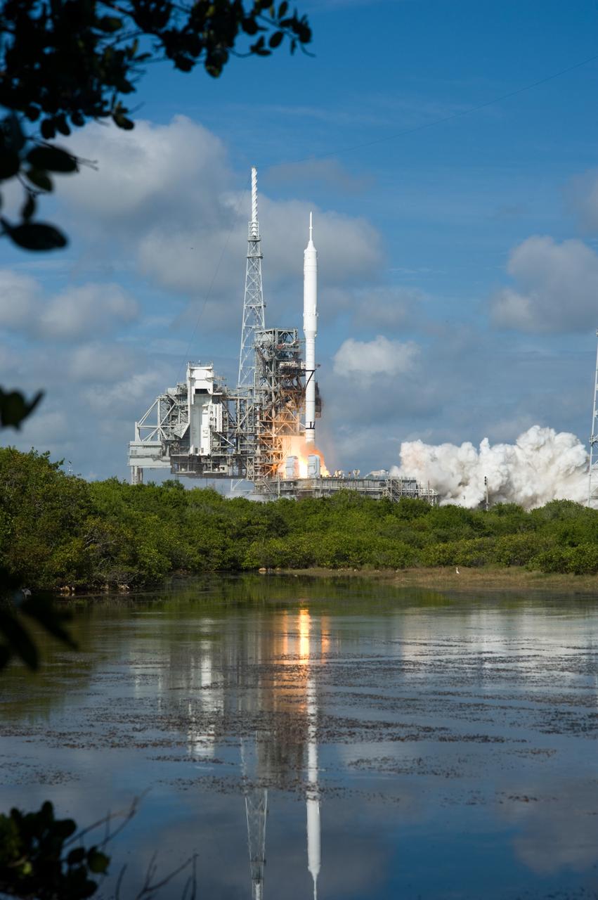 CAPE CANAVERAL, Fla. – NASA’s Ares I-X test rocket ignites its first stage during liftoff at Launch Pad 39B at NASA's Kennedy Space Center in Florida at 11:30 a.m. EDT on Oct. 28. The rocket produces 2.96 million pounds of thrust at liftoff and reaches a speed of 100 mph in eight seconds. This was the first launch from Kennedy's pads of a vehicle other than the space shuttle since the Apollo Program's Saturn rockets were retired. The parts used to make the Ares I-X booster flew on 30 different shuttle missions ranging from STS-29 in 1989 to STS-106 in 2000. The data returned from more than 700 sensors throughout the rocket will be used to refine the design of future launch vehicles and bring NASA one step closer to reaching its exploration goals. For information on the Ares I-X vehicle and flight test, visit http://www.nasa.gov/aresIX. Photo credit: NASA/Tony Gray and Tom Farrar