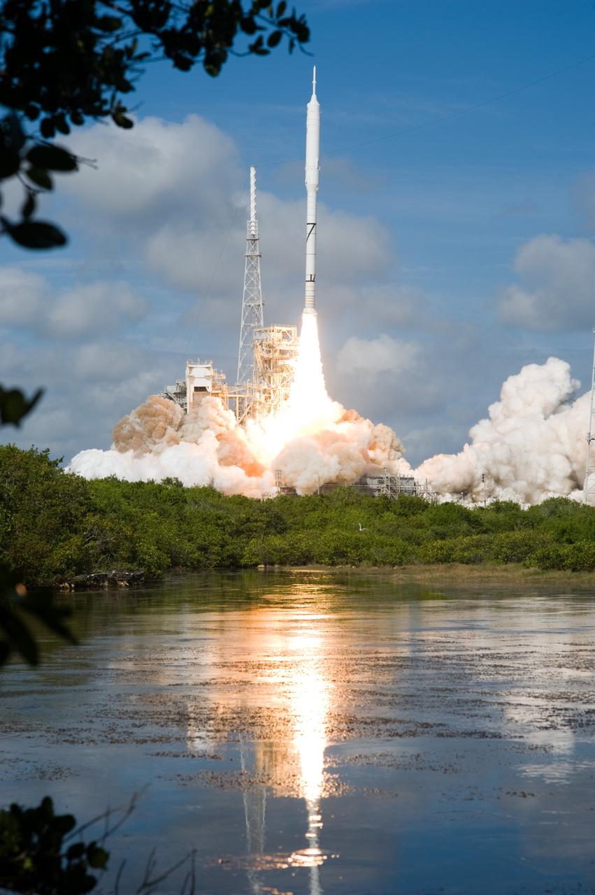 CAPE CANAVERAL, Fla. – NASA’s Ares I-X test rocket clears the tower at Launch Pad 39B at NASA's Kennedy Space Center in Florida at 11:30 a.m. EDT on Oct. 28. The rocket produces 2.96 million pounds of thrust at liftoff and reaches a speed of 100 mph in eight seconds. This was the first launch from Kennedy's pads of a vehicle other than the space shuttle since the Apollo Program's Saturn rockets were retired. The parts used to make the Ares I-X booster flew on 30 different shuttle missions ranging from STS-29 in 1989 to STS-106 in 2000. The data returned from more than 700 sensors throughout the rocket will be used to refine the design of future launch vehicles and bring NASA one step closer to reaching its exploration goals. For information on the Ares I-X vehicle and flight test, visit http://www.nasa.gov/aresIX. Photo credit: NASA/Tony Gray and Tom Farrar