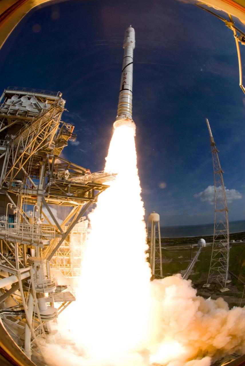 CAPE CANAVERAL, Fla. – NASA’s Ares I-X test rocket clears the tower at Launch Pad 39B at NASA's Kennedy Space Center in Florida at 11:30 a.m. EDT on Oct. 28. The rocket produces 2.96 million pounds of thrust at liftoff and reaches a speed of 100 mph in eight seconds. This was the first launch from Kennedy's pads of a vehicle other than the space shuttle since the Apollo Program's Saturn rockets were retired. The parts used to make the Ares I-X booster flew on 30 different shuttle missions ranging from STS-29 in 1989 to STS-106 in 2000. The data returned from more than 700 sensors throughout the rocket will be used to refine the design of future launch vehicles and bring NASA one step closer to reaching its exploration goals. For information on the Ares I-X vehicle and flight test, visit http://www.nasa.gov/aresIX. Photo credit: NASA/ Sandra Joseph and Kevin O'Connell