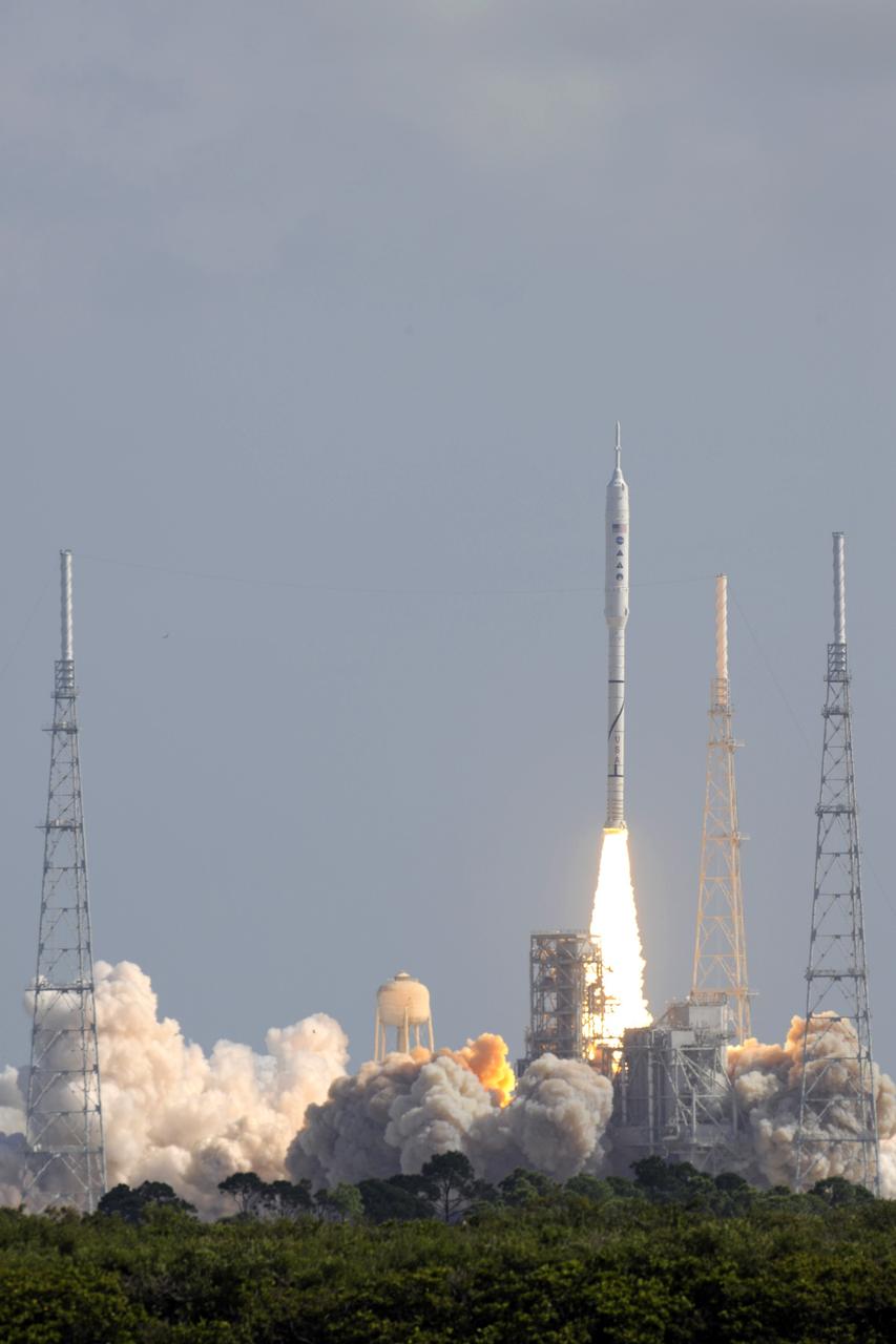 CAPE CANAVERAL, Fla. - With more than 23 times the power output of the Hoover Dam, NASA's Ares I-X test rocket zooms off Launch Complex 39B at NASA's Kennedy Space Center in Florida. The rocket produces 2.96 million pounds of thrust at liftoff and reaches a speed of 100 mph in eight seconds. Liftoff of the 6-minute flight test was at 11:30 a.m. EDT Oct. 28. This was the first launch from Kennedy's pads of a vehicle other than the space shuttle since the Apollo Program's Saturn rockets were retired. The parts used to make the Ares I-X booster flew on 30 different shuttle missions ranging from STS-29 in 1989 to STS-106 in 2000. The data returned from more than 700 sensors throughout the rocket will be used to refine the design of future launch vehicles and bring NASA one step closer to reaching its exploration goals. For information on the Ares I-X vehicle and flight test, visit http://www.nasa.gov/aresIX. Photo credit: NASA/Carl Winebarger