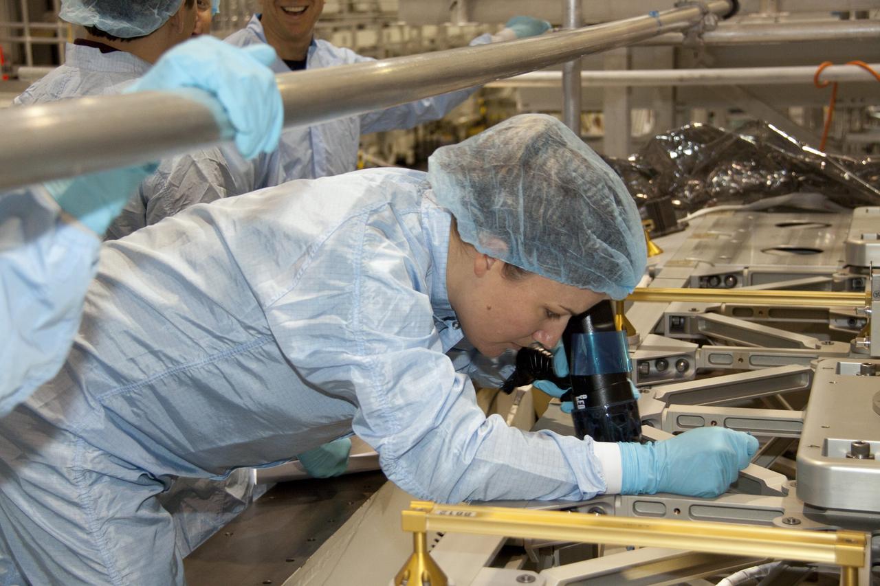 CAPE CANAVERAL, Fla. -- In the Space Station Processing Facility at NASA's Kennedy Space Center in Florida, a technician continues processing the Express Logistics Carrier-3, or ELC-3 while the STS-133 mission astronauts continue training. The astronauts are at Kennedy to participate in the Payload Crew Equipment Interface Test, or CEIT, which gives the crew an opportunity for hands-on training with tools they'll be using in space and familiarization of the payload they will be delivering to the International Space Station. Launch of space shuttle Discovery is targeted for Nov. 1 at 4:40 p.m. EDT. For more information visit, www.nasa.gov/shuttle. Photo credit: NASA/Jack Pfaller