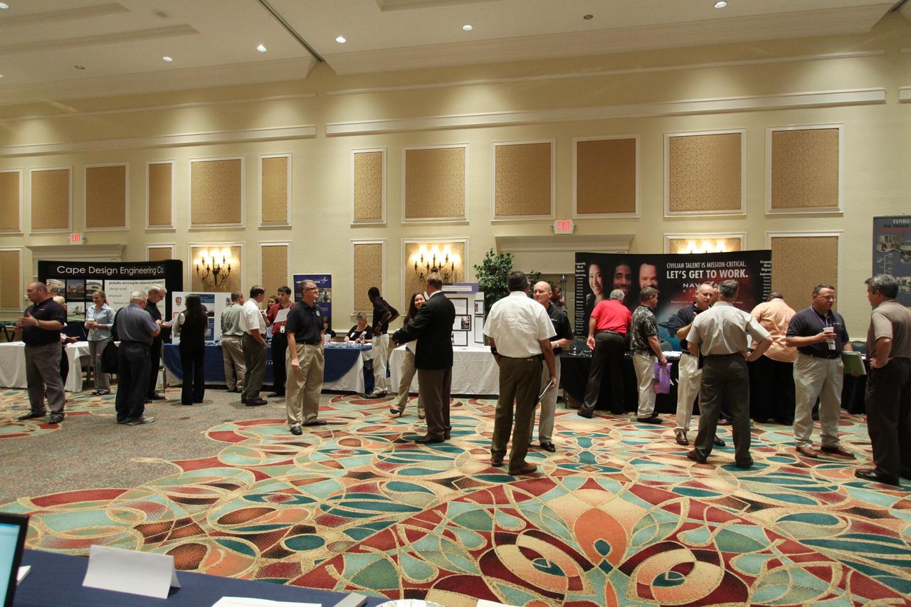 CAPE CANAVERAL, Fla. -- NASA's Kennedy Space Center and Brevard Workforce host a job fair at a hotel in Cape Canaveral, Fla., to help center employees with future planning and placement as the Space Shuttle Program comes to an end. Recruiters included federal, state and local government agencies and organizations, as well as private companies from across the country. The first part of the job fair took place Sept. 15 in Kennedy's Operations Support Building II and Space Station Processing Facility. Kennedy's Human Resources Office also has hosted workshops, seminars and other events to prepare employees as much as possible for future opportunities. Photo credit: NASA/Jack Pfaller