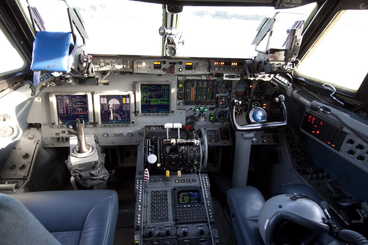 CAPE CANAVERAL, Fla. -- This photo shows the cockpit of A Shuttle Training Aircraft (STA) sitting on the Shuttle Landing Facility runway at NASA's Kennedy Space Center in Florida. STS-133 Commander Steve Lindsey and Pilot Eric Boe will fly two of the Gulfstream II business jets that are modified to mimic the shuttle's handling during the final phase of landing. Practice landings are part of the Terminal Countdown Demonstration Test (TCDT), which provides each shuttle crew and launch team an opportunity to participate in various simulated activities, including equipment familiarization and emergency training at the launch pad.      Space shuttle Discovery and its STS-133 crew will deliver the Permanent Multipurpose Module, packed with supplies and critical spare parts, as well as Robonaut 2, the dexterous humanoid astronaut helper, to the International Space Station. Launch is targeted for Nov. 1 at 4:40 p.m. For more information on the STS-133 mission, visit www.nasa.gov/mission_pages/shuttle/shuttlemissions/sts133/. Photo credit: NASA/Jack Pfaller