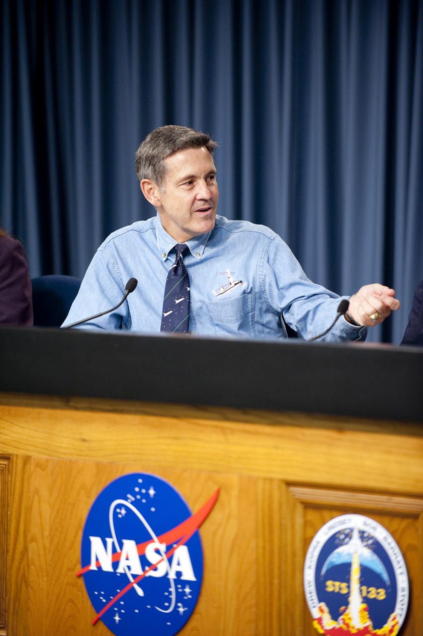 CAPE CANAVERAL, Fla. -- At NASA's Kennedy Space Center in Florida, Center Director Bob Cabana helps mark the 10-year milestone of human life, work and research aboard the International Space Station with a panel discussion that aired on NASA TV. Panelists not pictured are International Space Station and Spacecraft Processing Director Josie Burnett, International Space Station and Spacecraft Processing Deputy Director Bill Dowdell and Director of The Boeing Company's Program Management Development David Bethay.            Johnson Space Center in Houston, Marshall Space Flight Center in Huntsville, Ala., and NASA Headquarters in Washington also hosted panel discussions for the milestone celebration.