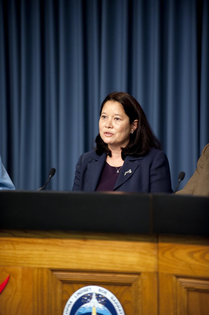 CAPE CANAVERAL, Fla. -- At NASA's Kennedy Space Center in Florida, International Space Station and Spacecraft Processing Director Josie Burnett helps mark the 10-year milestone of human life, work and research aboard the International Space Station with a panel discussion that aired on NASA TV. Panelists not pictured are Center Director Bob Cabana, International Space Station and Spacecraft Processing Deputy Director Bill Dowdell and Director of The Boeing Company's Program Management Development David Bethay.       Johnson Space Center in Houston, Marshall Space Flight Center in Huntsville, Ala., and NASA Headquarters in Washington also hosted panel discussions for the milestone celebration.