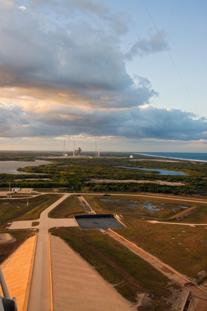 CAPE CANAVERAL, Fla. -- At NASA's Kennedy Space Center in Florida, Launch Pad 39B is seen from Launch Pad 39A. Pad B is morphing to support a commercial space program with multiple customers, multiple providers and multiple systems that will take Americans to the International Space Station and other low Earth orbit destinations. For information on NASA's future plans, visit www.nasa.gov. Photo credit: NASA/Jack Pfaller