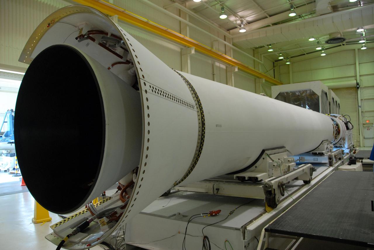VANDENBERG AIR FORCE BASE, Calif. – At Vandenberg Air Force Base in California, the first and second stages of the Taurus XL rocket are being prepared for mating in Orbital Sciences Corp.'s Building 1555.       The Orbital Sciences Taurus XL rocket, targeted to lift off Feb. 23, 2011, from Vandenberg's Space Launch Complex 576-E, will take NASA's Glory satellite into low Earth. Glory is scheduled to collect data on the properties of aerosols and black carbon. It also will help scientists understand how the sun's irradiance affects Earth's climate.  Photo credit: NASA/Chris Wiant, VAFB