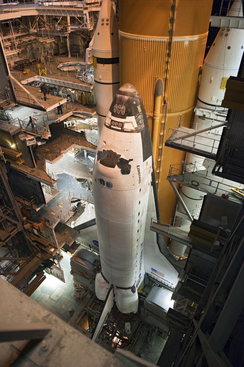 CAPE CANAVERAL, Fla. -- At NASA's Kennedy Space Center in Florida, space shuttle Discovery begins its nighttime trek, known as "rollout," from the Vehicle Assembly Building to Launch Pad 39A. It will take the shuttle, attached to its external fuel tank, twin solid rocket boosters and mobile launcher platform, about seven hours to complete the move atop a crawler-transporter. This is the second time Discovery has rolled out to the pad for the STS-133 mission, and comes after a thorough check and modifications to the shuttle's external tank. Targeted to liftoff Feb. 24, Discovery will take the Permanent Multipurpose Module (PMM) packed with supplies and critical spare parts, as well as Robonaut 2 (R2) to the International Space Station. For more information on STS-133, visit www.nasa.gov/mission_pages/shuttle/shuttlemissions/sts133/. Photo credit: NASA/Kim Shiflett